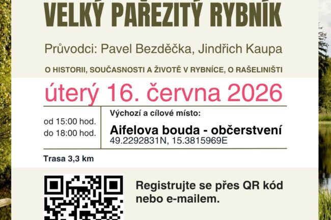 Geovycházka okolo Velkého pařezitého rybníka 16.6.2026